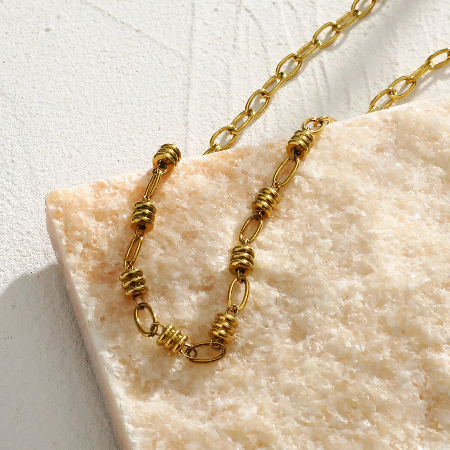 MAGENA Oval-Links & Adjoined Beads Statement Necklace - Image 5