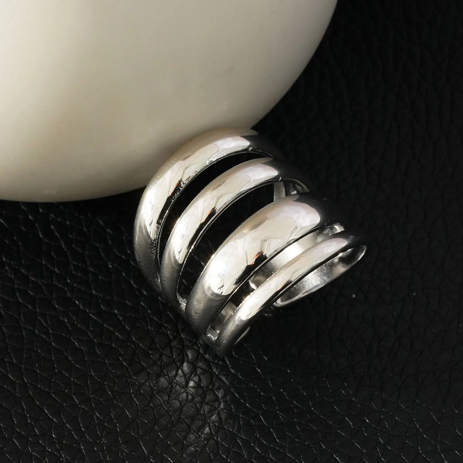 MAKET Silver(White Gold):  Multi Stacked Four Rings in One - Image 6
