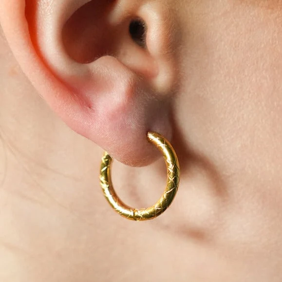 MALENA: Decorative Etched Hoop Earrings - Image 2