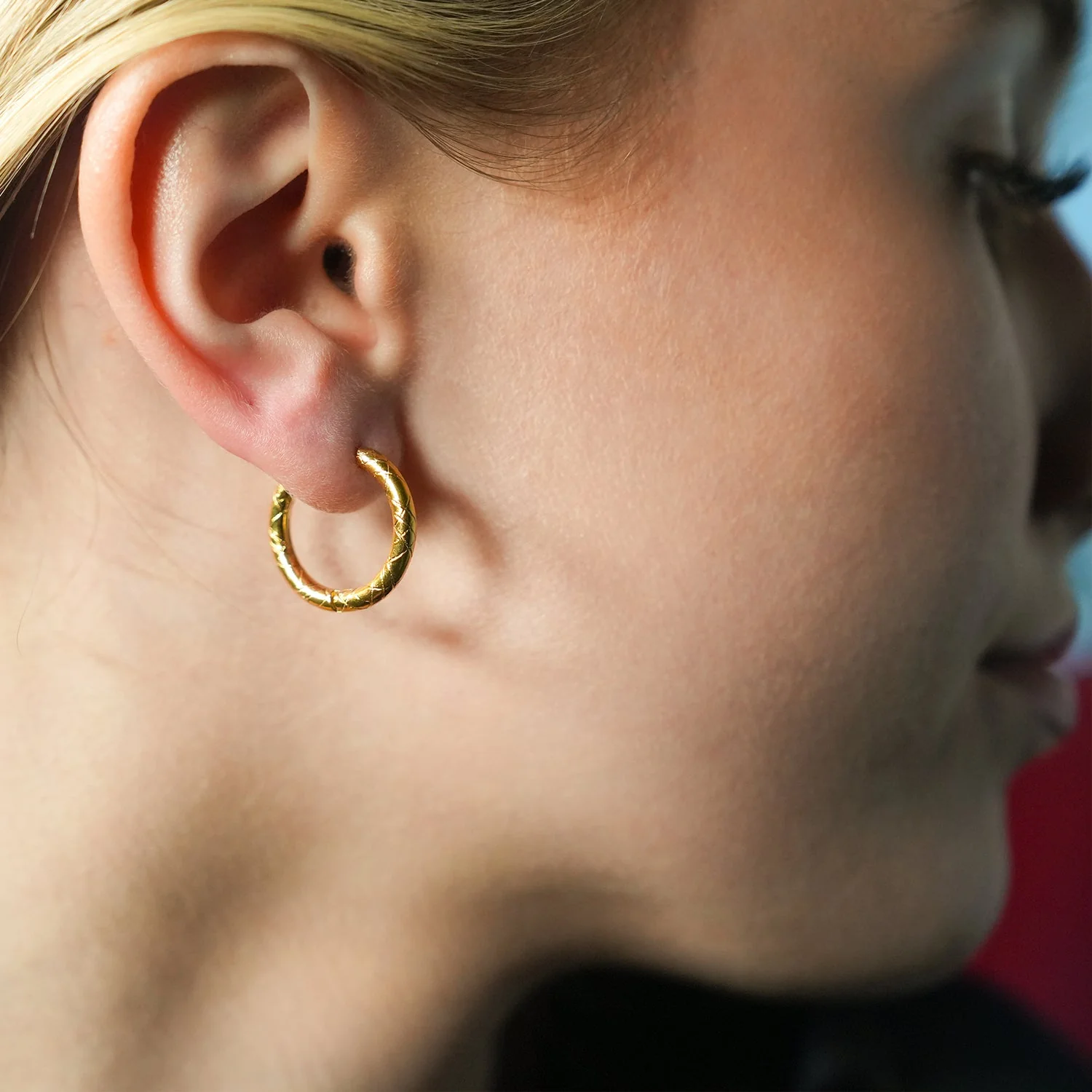 MALENA: Decorative Etched Hoop Earrings - Image 4