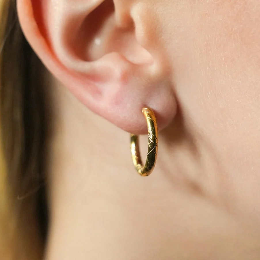 MALENA: Decorative Etched Hoop Earrings - Image 6