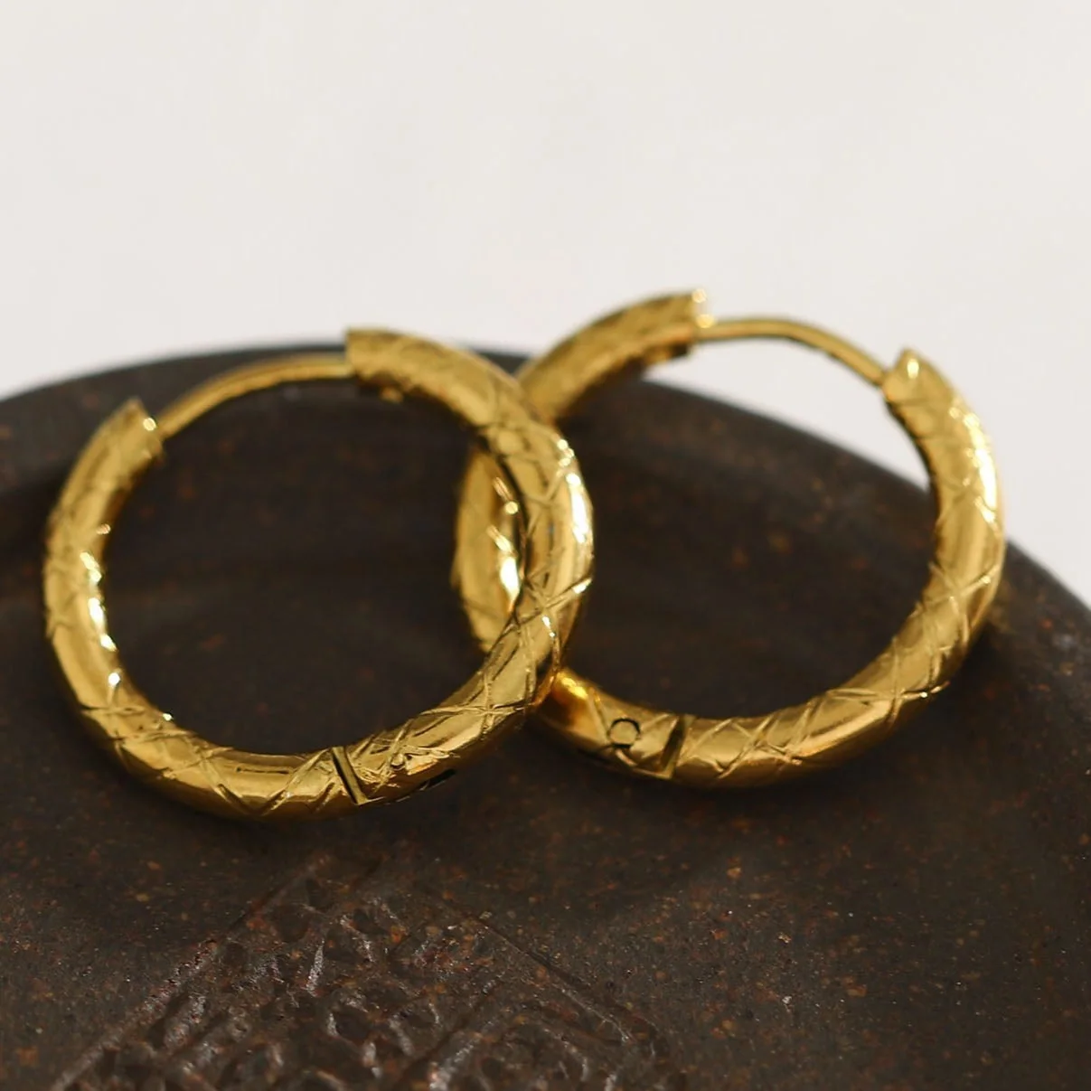 MALENA: Decorative Etched Hoop Earrings - Image 8