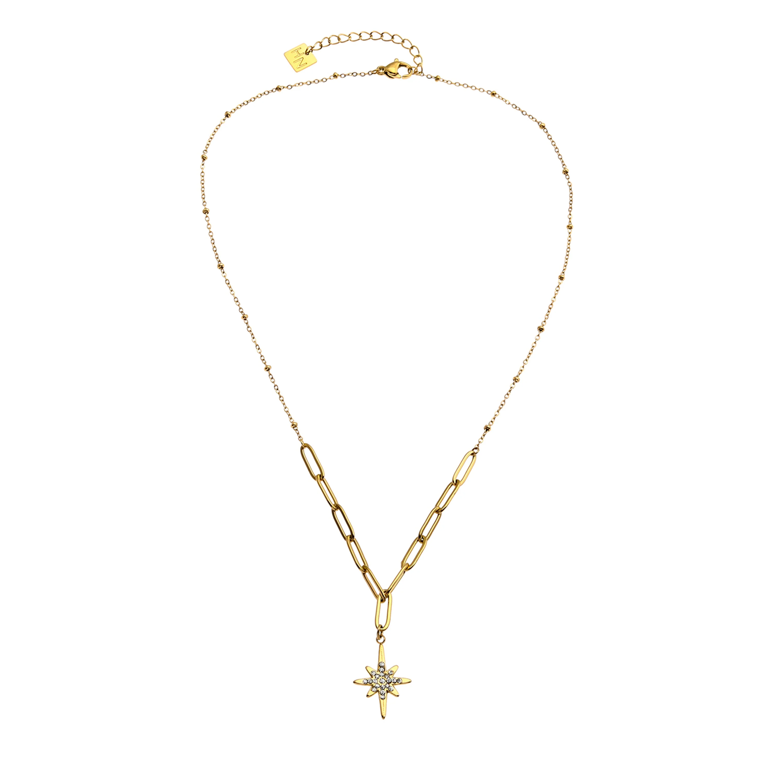 MALVINA Mix Gold Chain with Zirconia Studded Star Pendant - Image 3