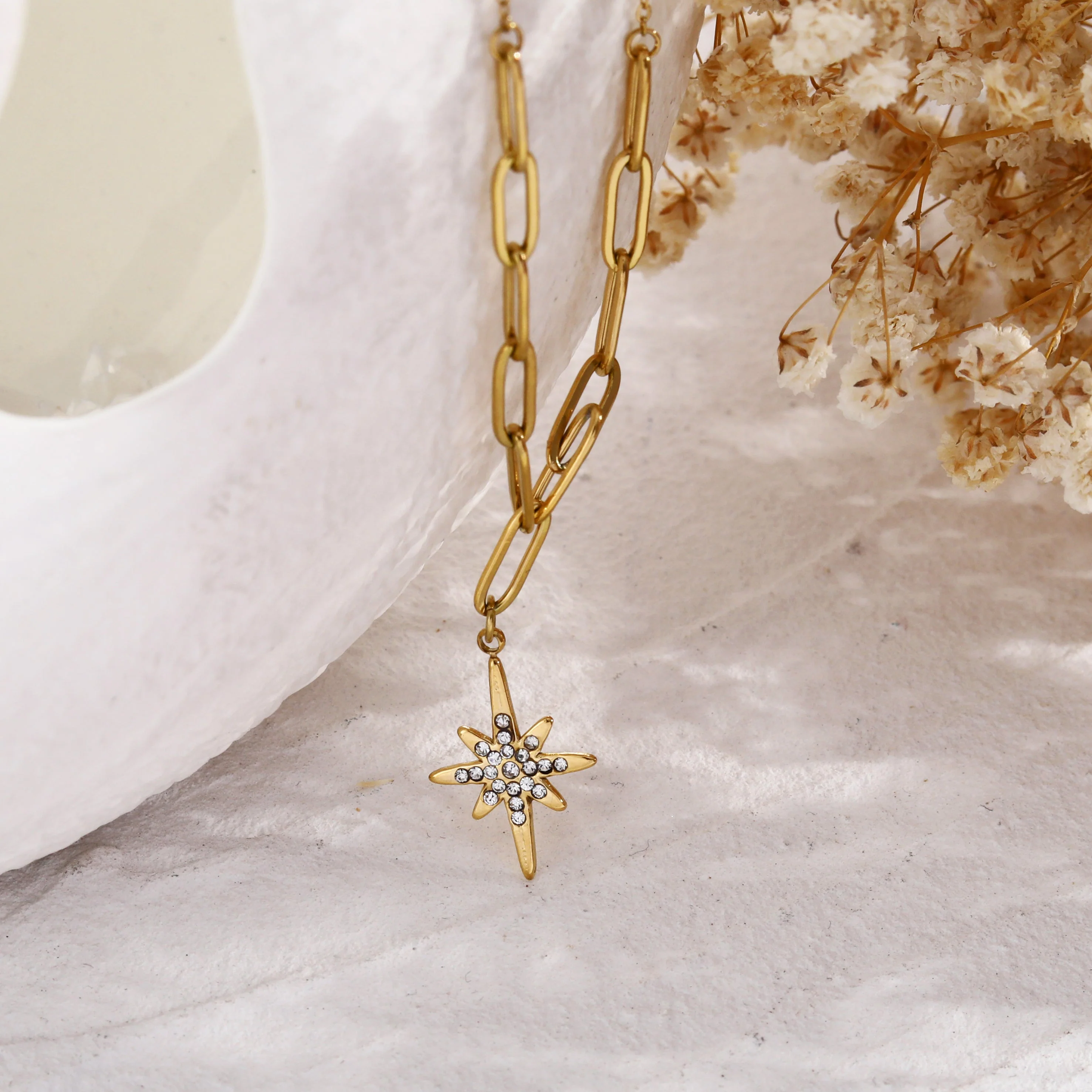MALVINA Mix Gold Chain with Zirconia Studded Star Pendant - Image 5