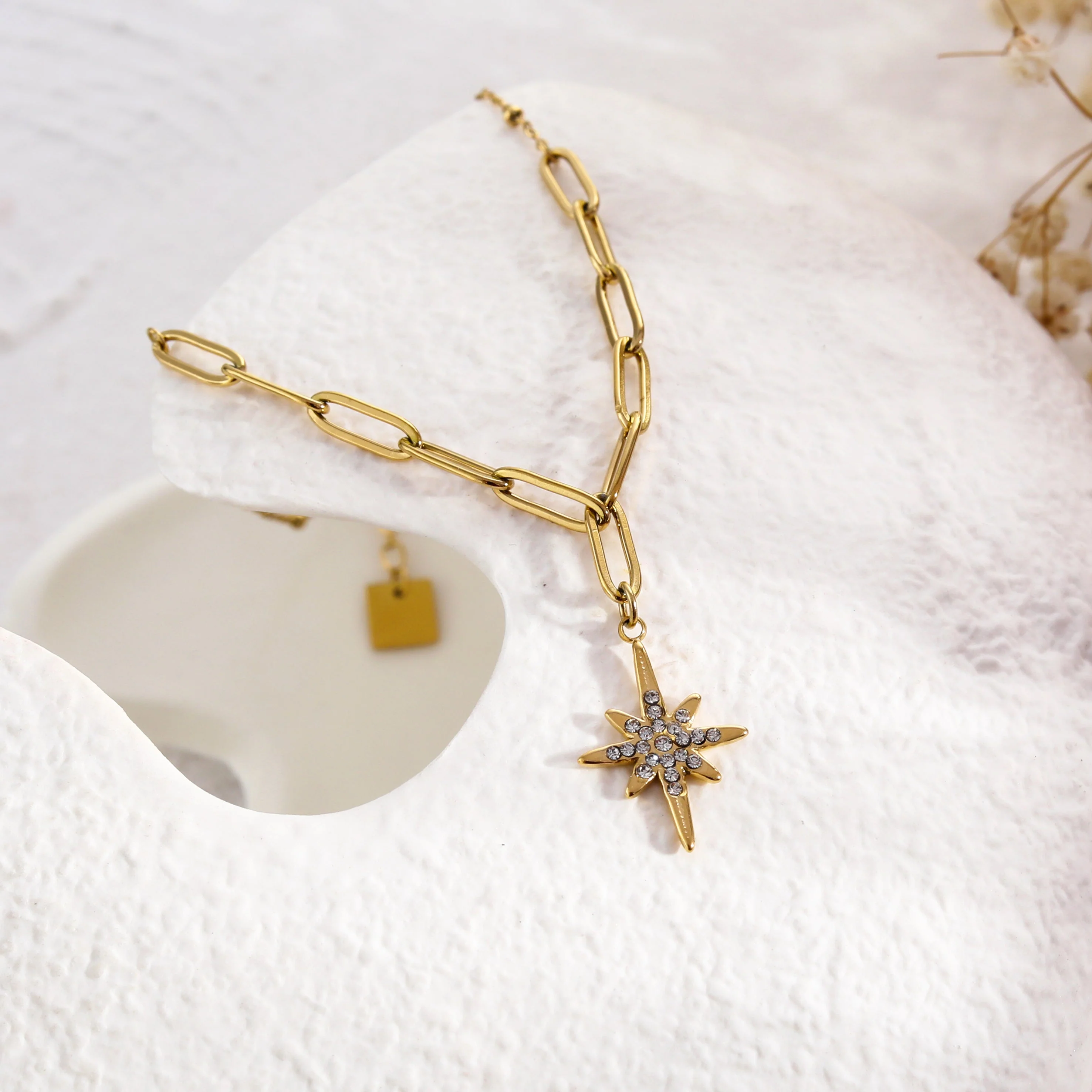 MALVINA Mix Gold Chain with Zirconia Studded Star Pendant - Image 8