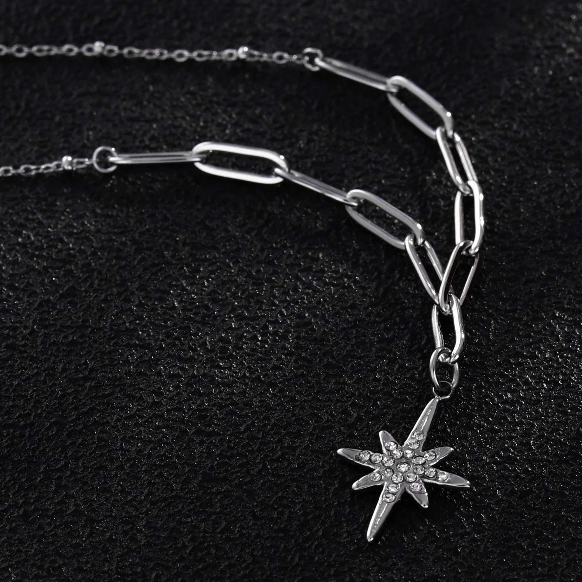 MALVINA Mix Silver Chain with Zirconia Studded Star Pendant - Image 6