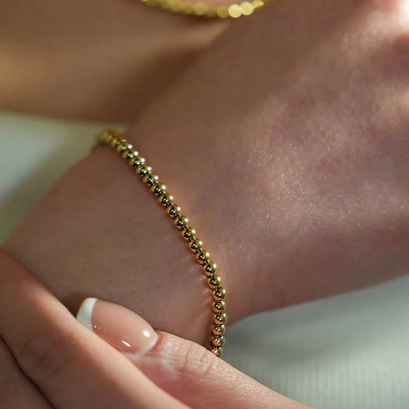 MANAMI Gold: Ball-Beads Contemporary Chain Bracelet - Image 2