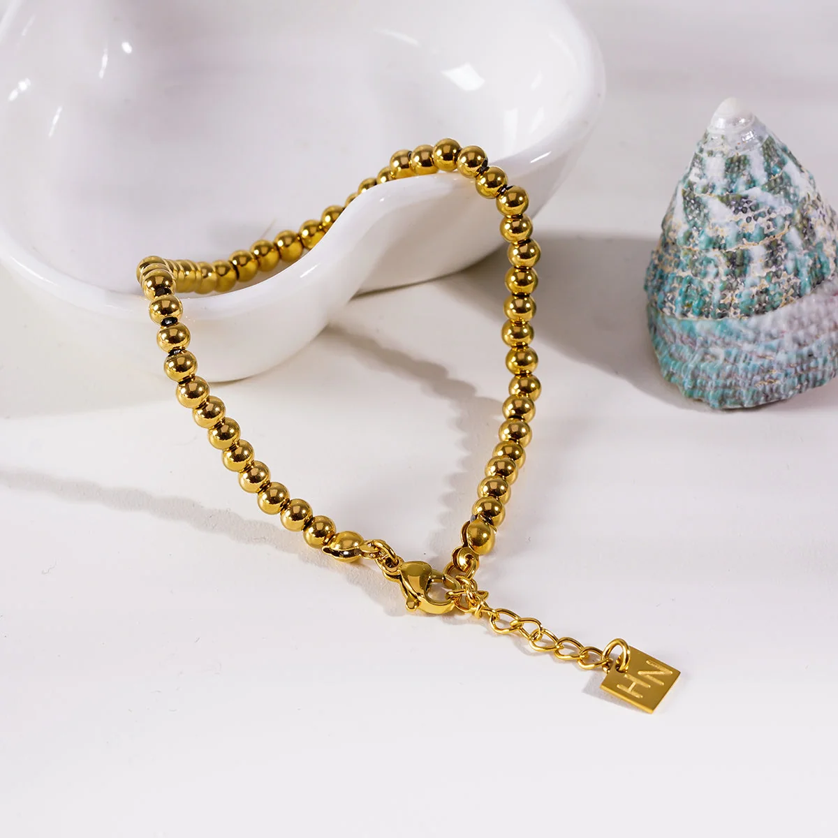MANAMI Gold: Ball-Beads Contemporary Chain Bracelet - Image 6