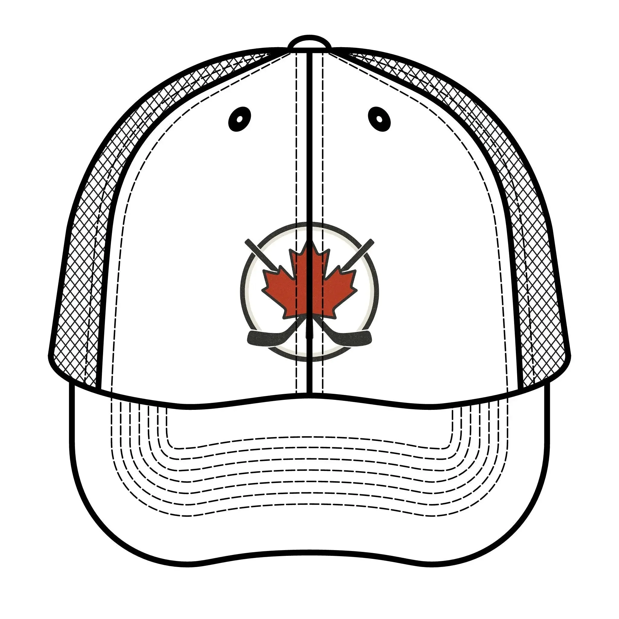 Maple Stick Hockey Hat Canadian Maple Leaf Cap with Crossed Hockey Sticks - Premium Snapback Trucker Hat - Canada Pride Baseball Cap - Image 2