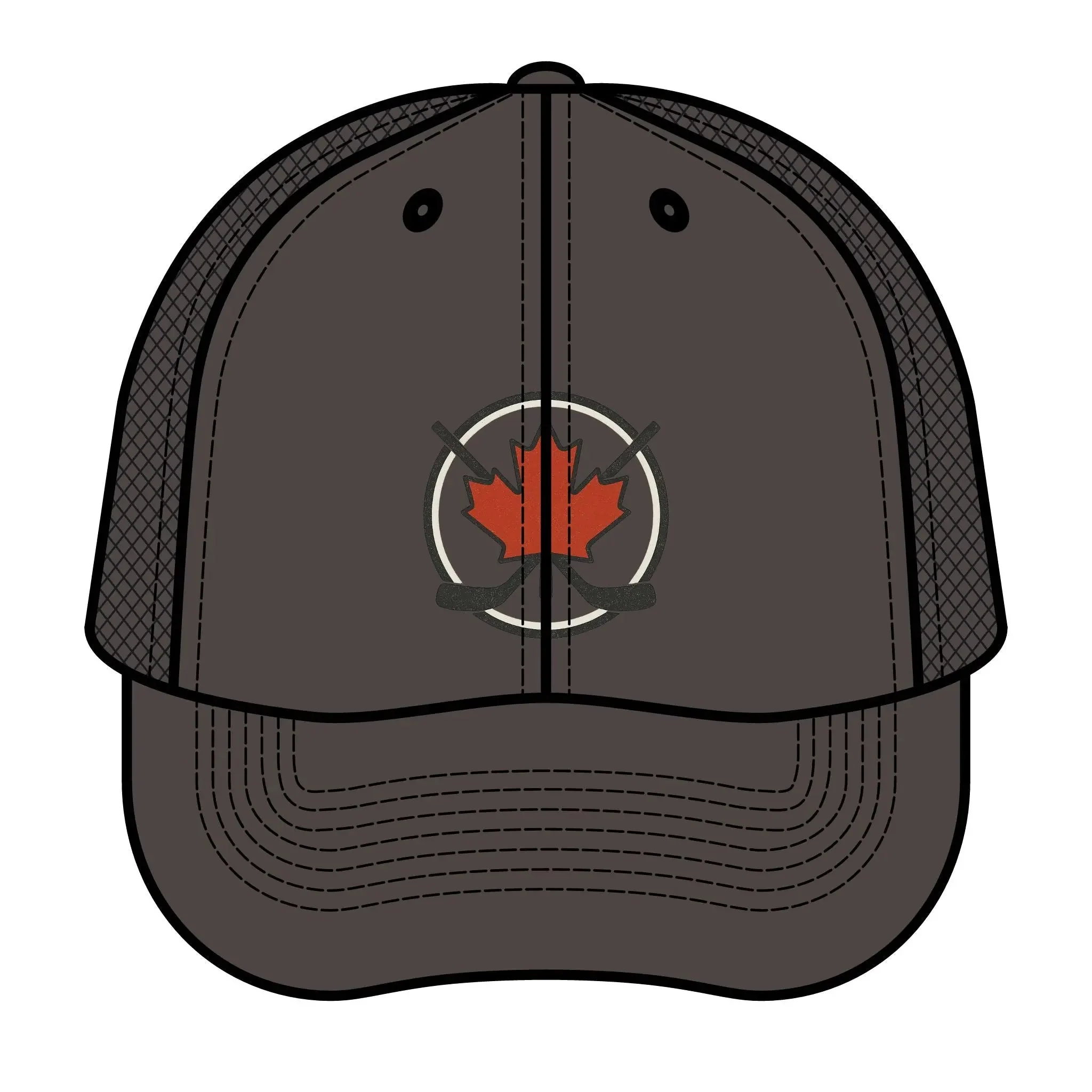 Maple Stick Hockey Hat Canadian Maple Leaf Cap with Crossed Hockey Sticks - Premium Snapback Trucker Hat - Canada Pride Baseball Cap - Image 3