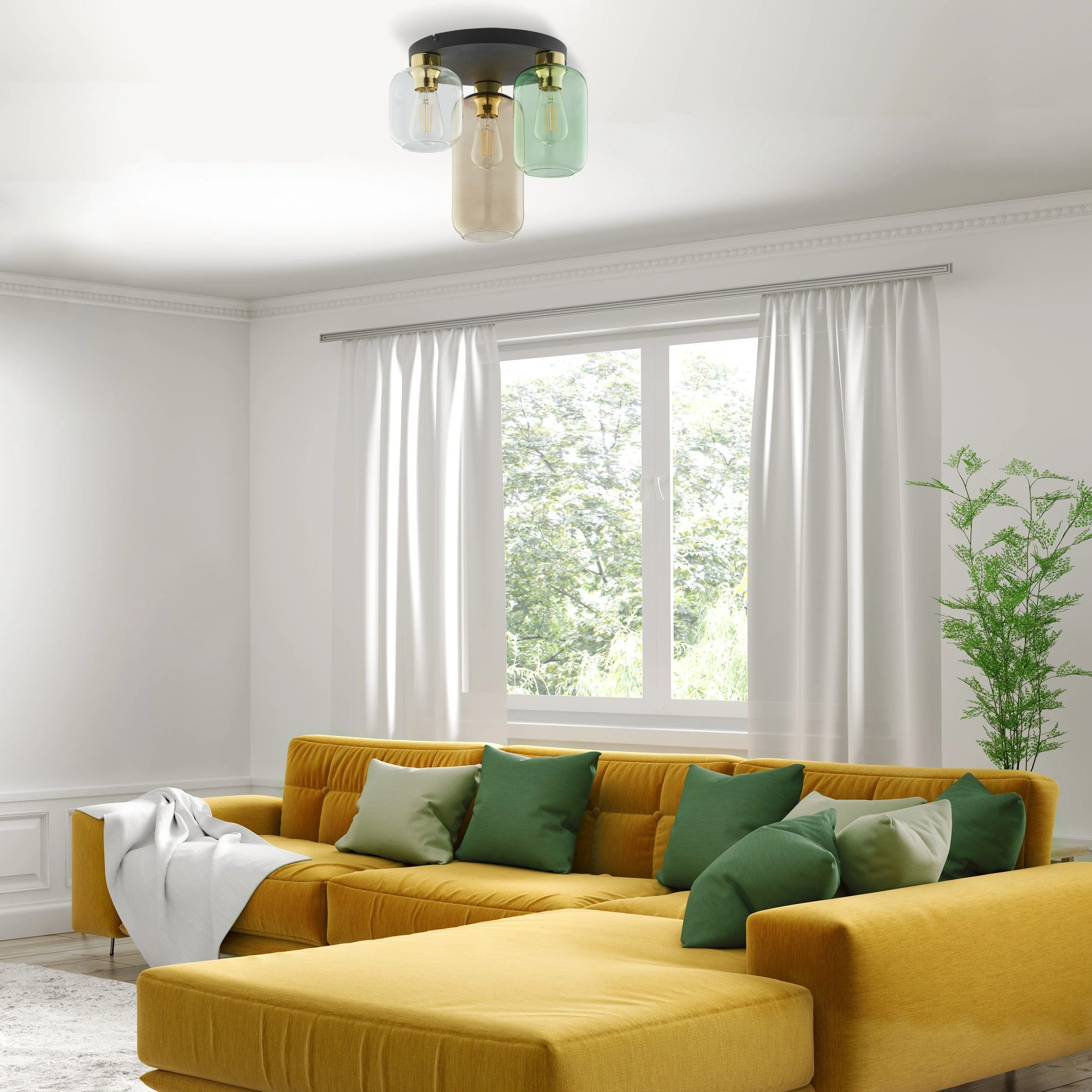 MARCO Mid-Century Modern 3-Light Flush Mount for Living Room, Kitchen & Dining - Image 3