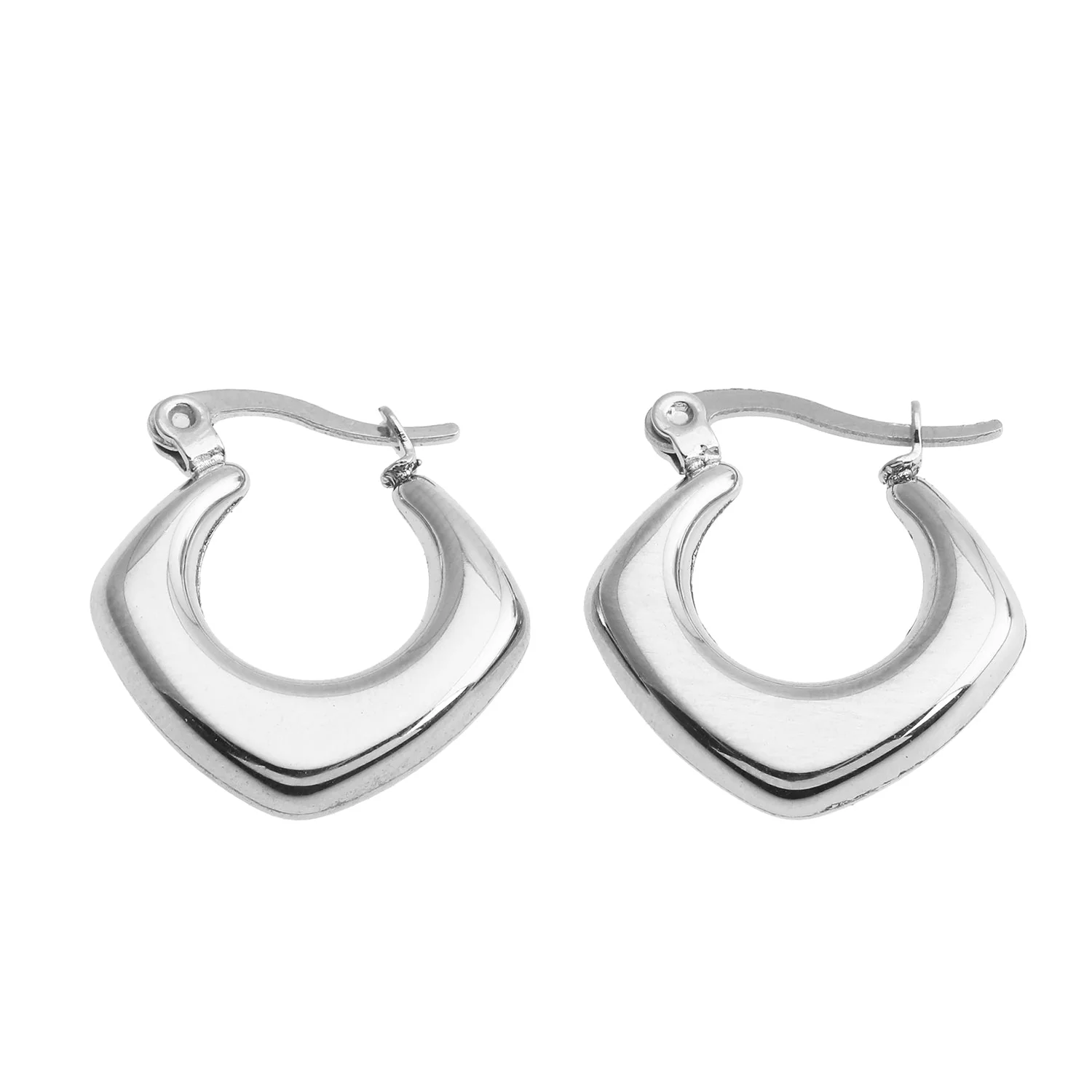 MARIYA Squared Rounded Hoop Earrings Silver - Image 3