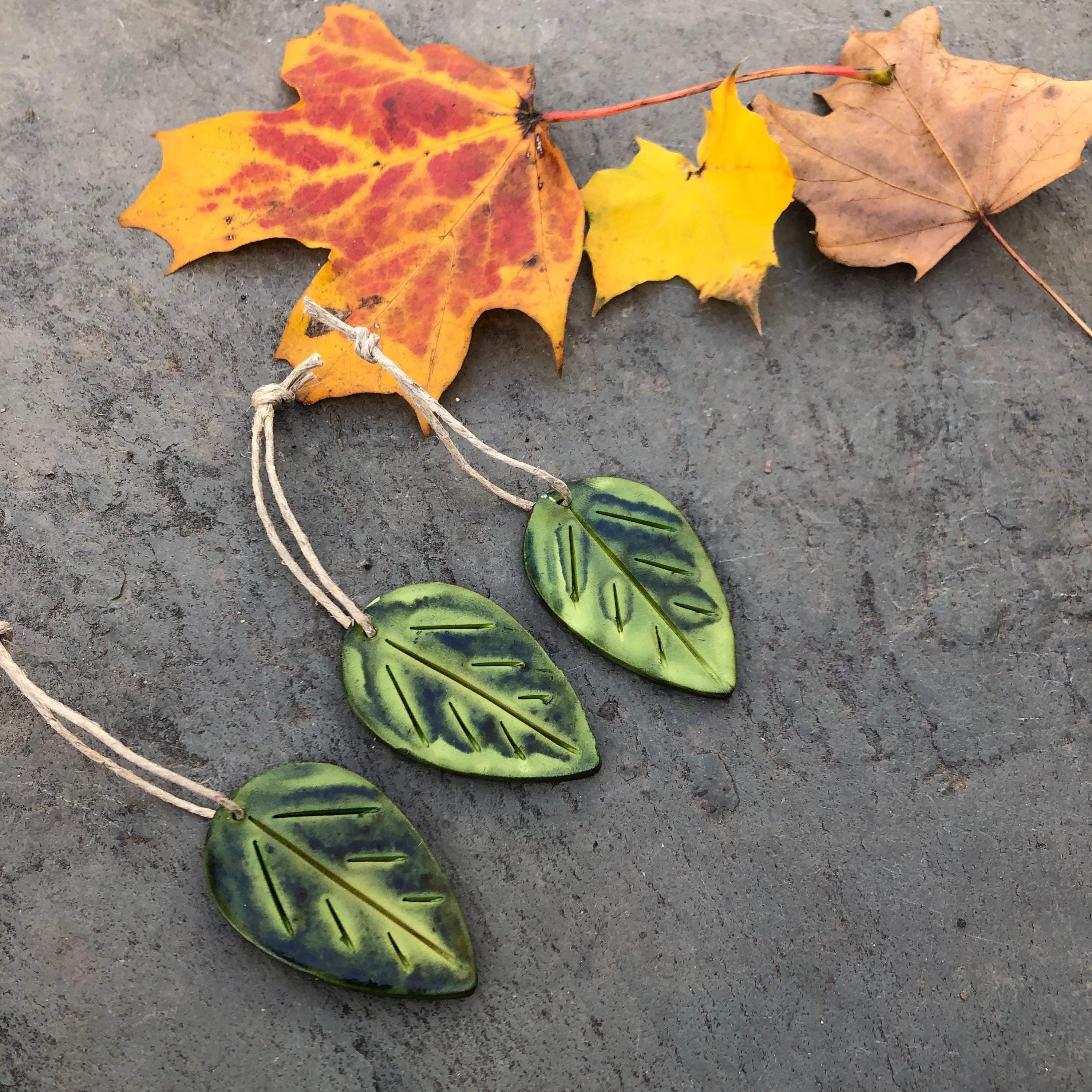 Maroon Leaf Ornaments, Rustic Fall Décor or Christmas Tree Decoration - Image 6