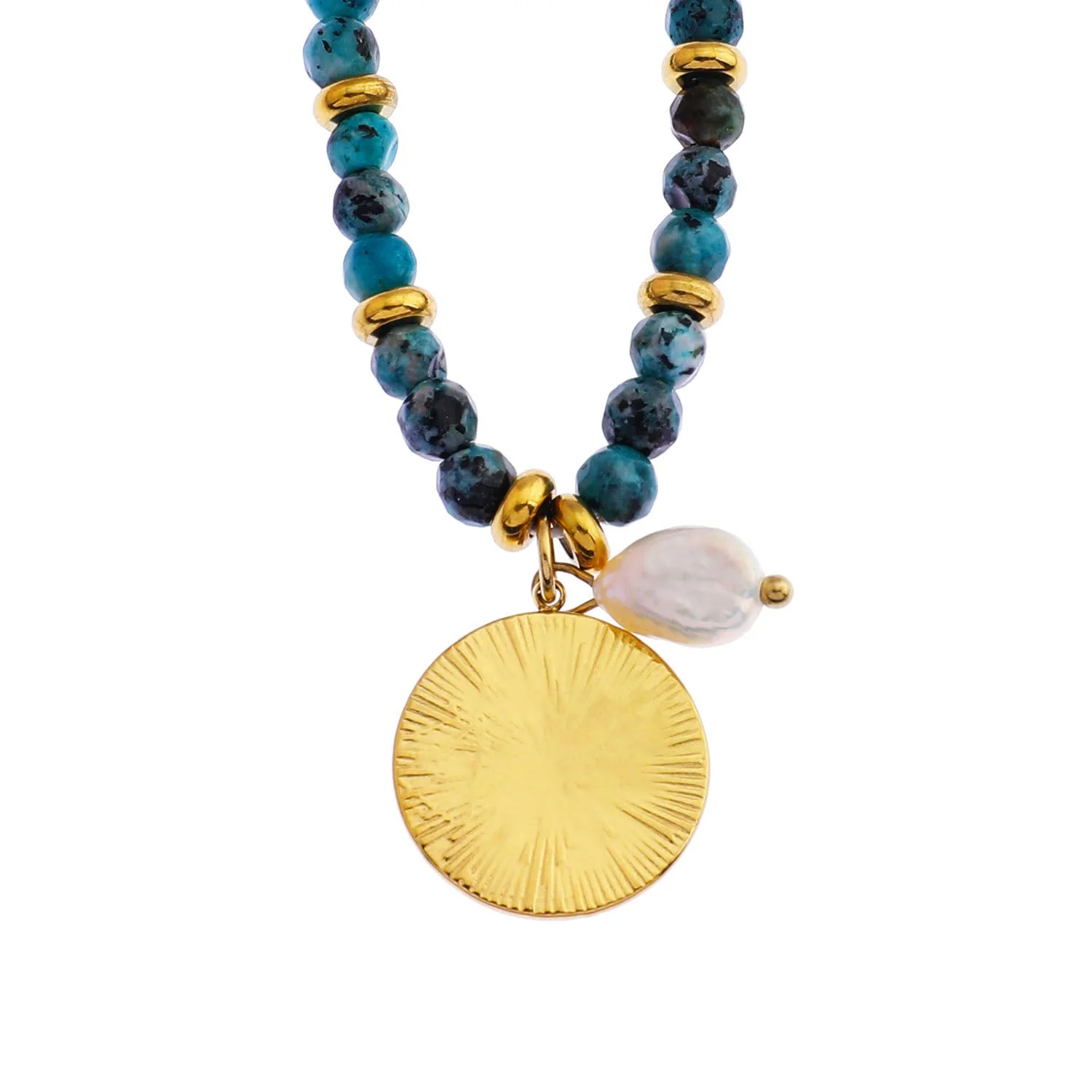 MEDELLIN: Contemporary Link Chain With AFRICAN TOURQUOISE Beads and a Duo of Pendants - Image 8