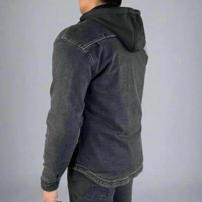 Men’s Armored Denim Shirt with Removable Hoodie - Image 2