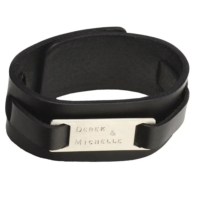 Men's Black Leather Cuff - Image 3