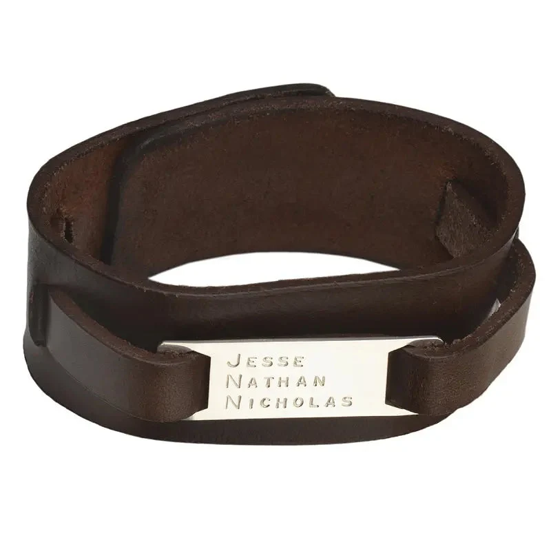 Men's Brown Leather Cuff - Image 3