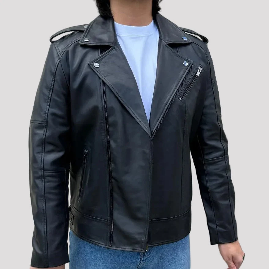 Mens Soft Lamb Leather Biker Look Jacket Premium Black Fashion Coat - Image 6