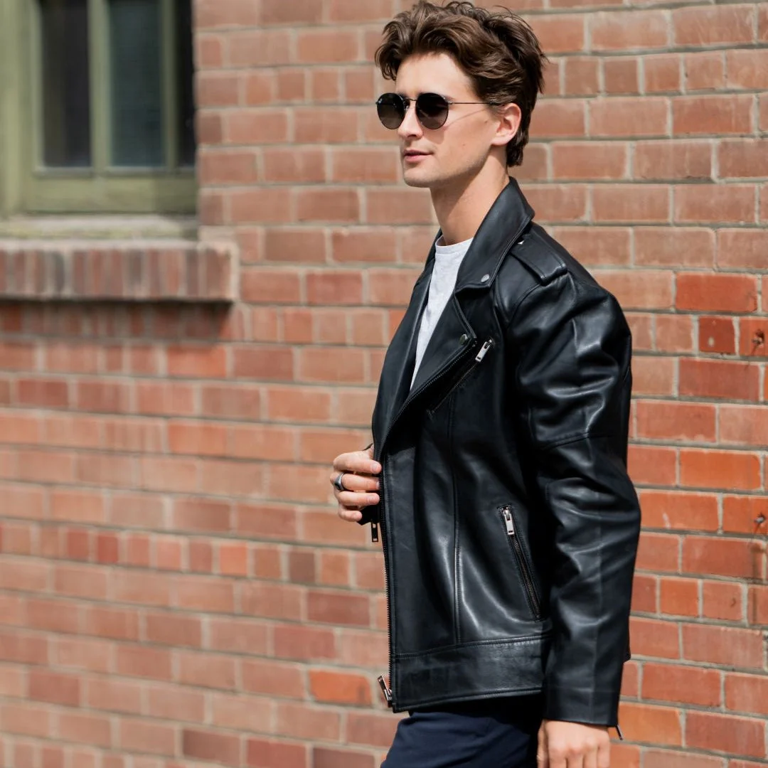 Mens Soft Lamb Leather Biker Look Jacket Premium Black Fashion Coat - Image 8