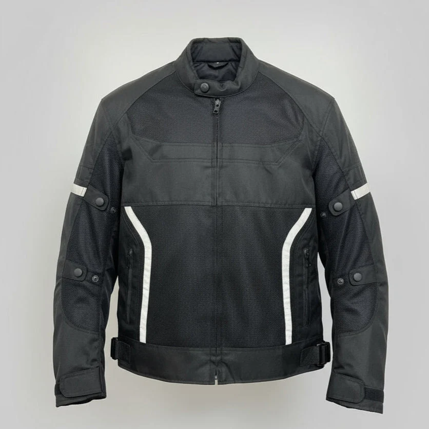 Men's Textile Motorcycle Jacket. Protective Armor, Reflective Strips & Multiple Pockets - Image 12