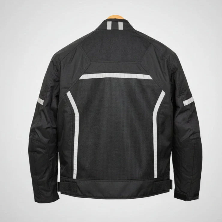 Men's Textile Motorcycle Jacket. Protective Armor, Reflective Strips & Multiple Pockets - Image 13