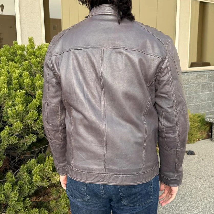 Men's Two-Tone Lamb Leather Jacket - Image 2