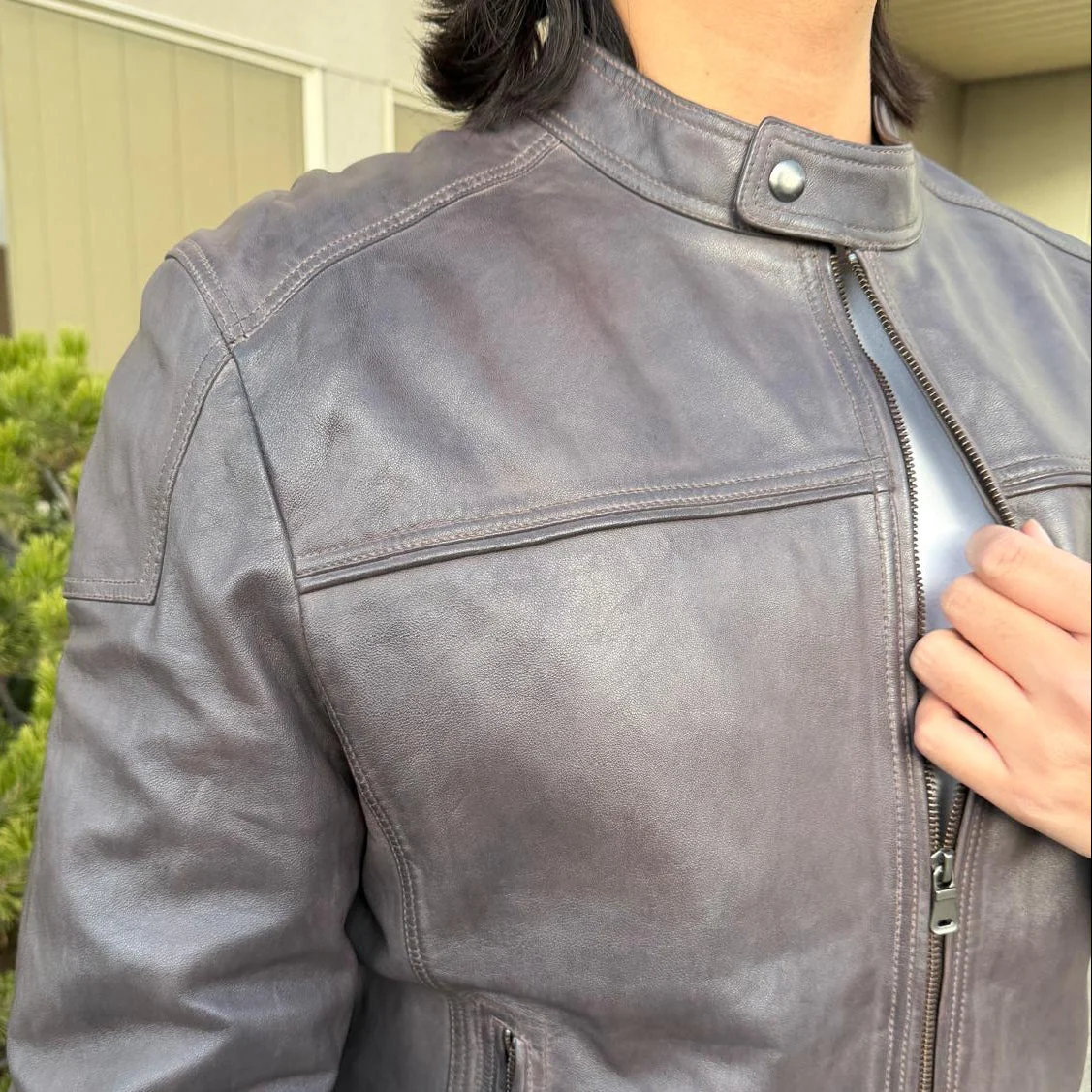Men's Two-Tone Lamb Leather Jacket - Image 3