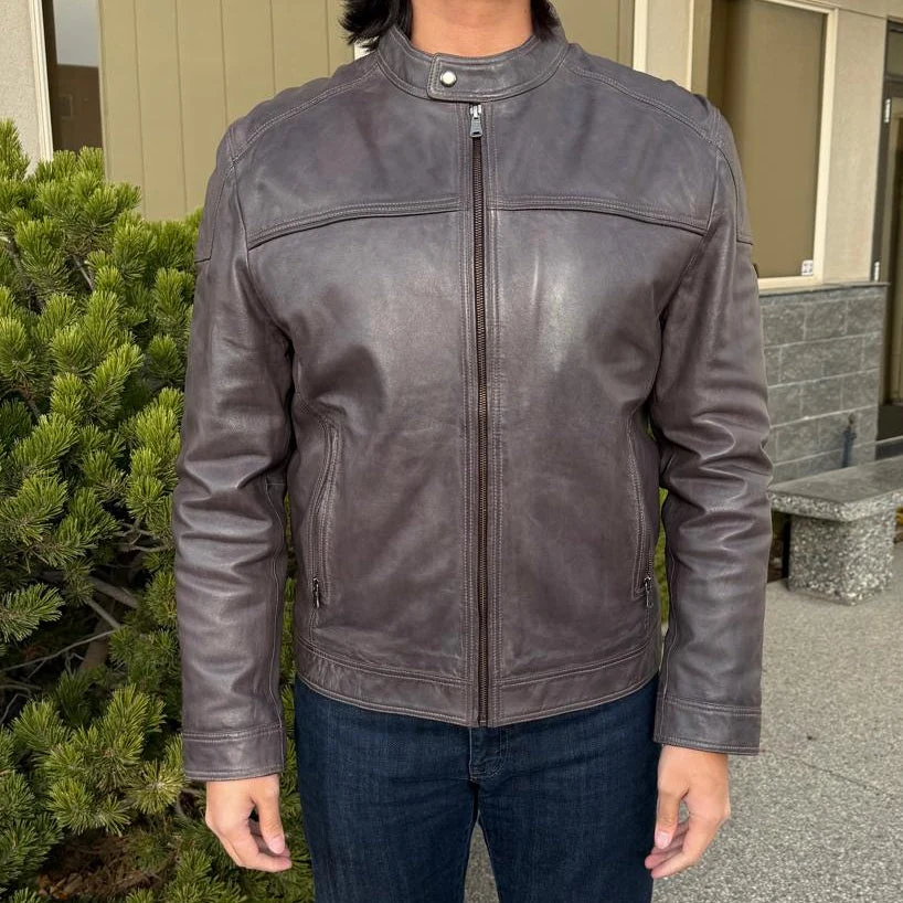 Men's Two-Tone Lamb Leather Jacket - Image 4