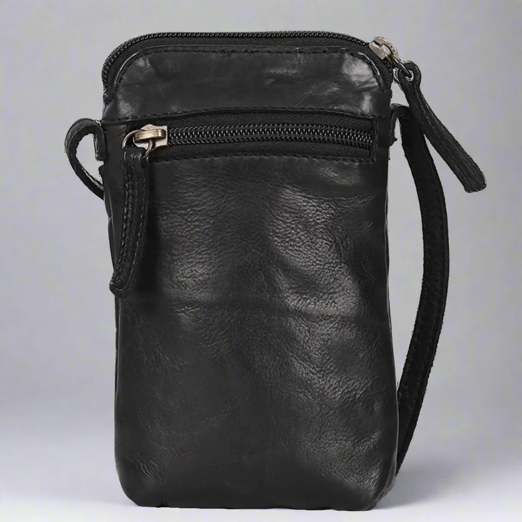MET Small Leather Crossbody Bag | Compact Phone Bag with Front & Back Pockets - Image 2