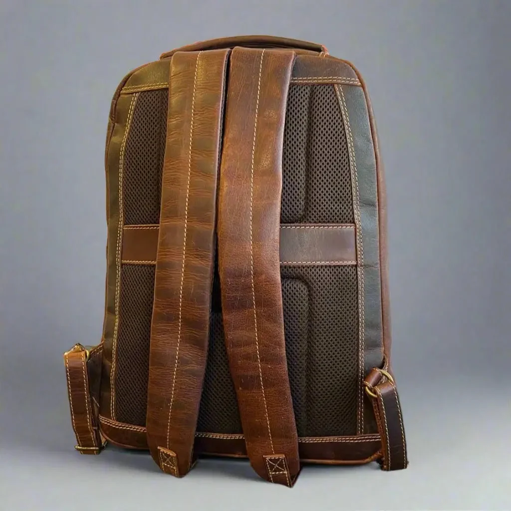 MET Two Adjustable Strap Leather Sundaland Backpack - Image 3