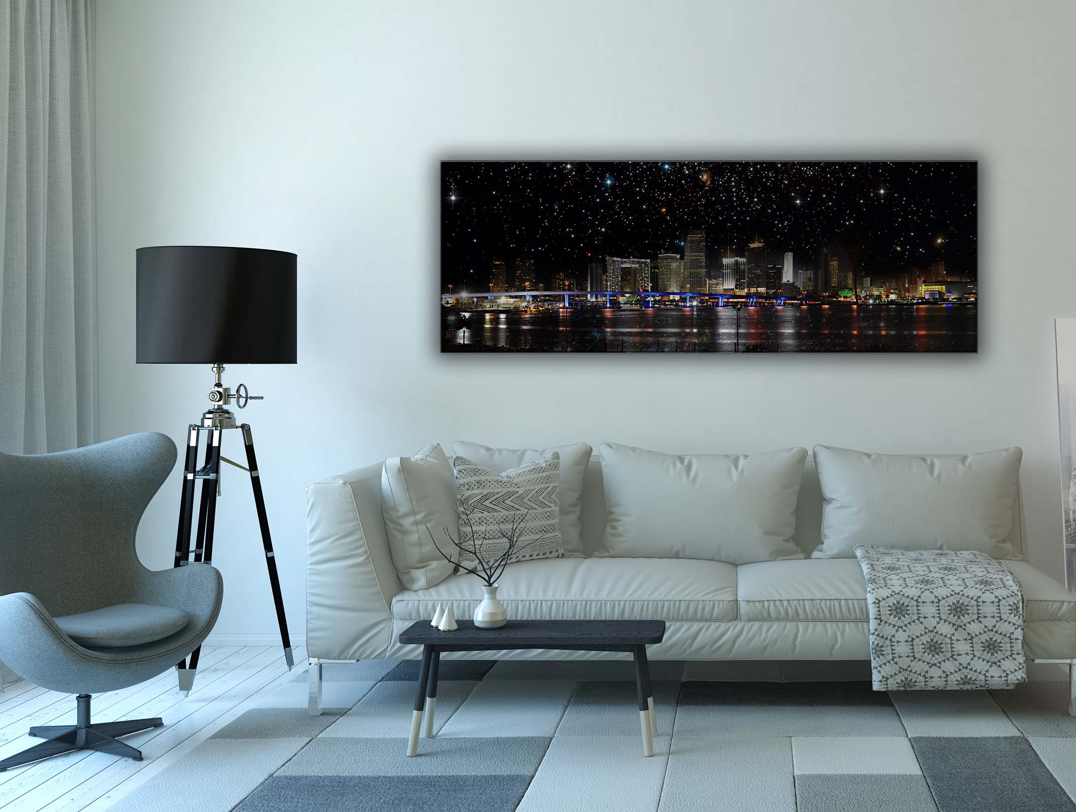 Miami at night- City Skyline - Canvas Wall Decor- RGB varnish - Image 5