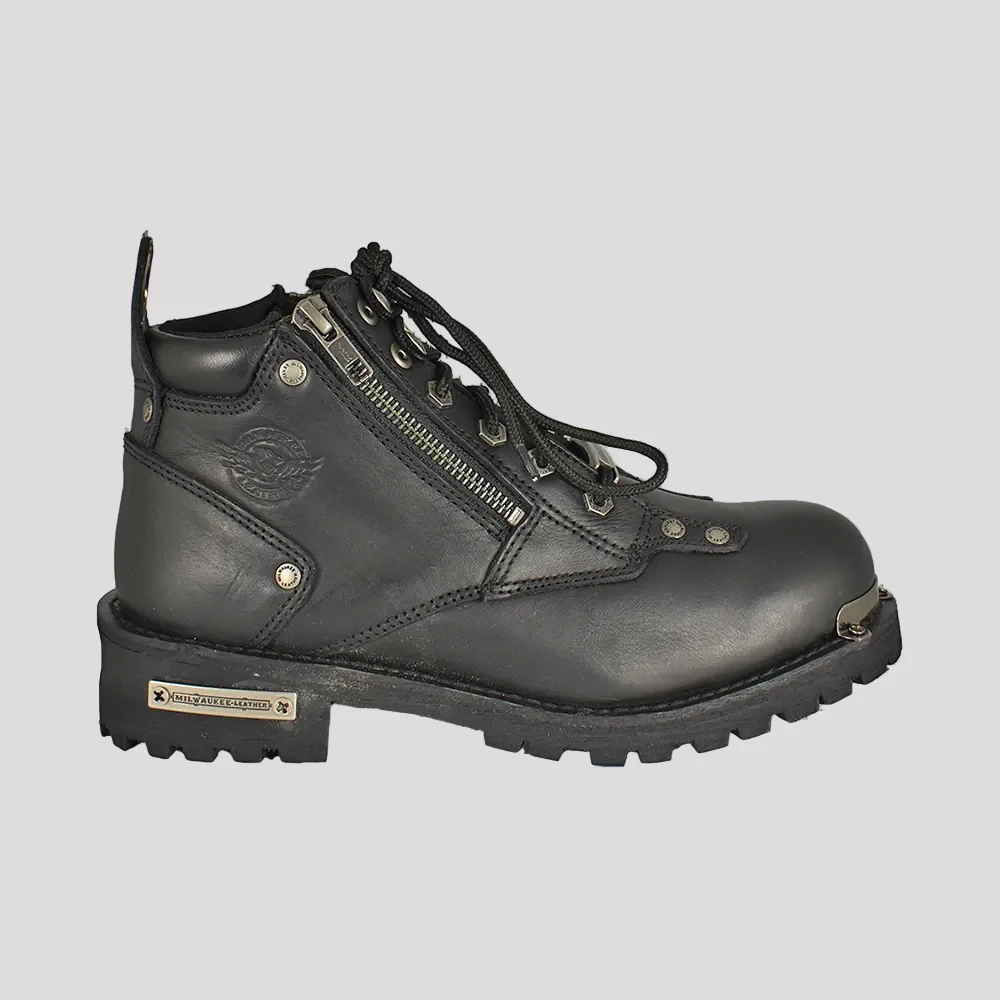 Milwaukee Leather Men's 6" Double Zip Lace Up Motorcycle Boots - Image 3