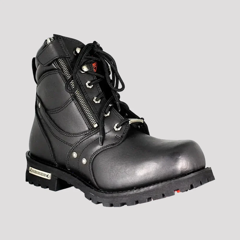 Milwaukee Leather Men's 6" Milwaukee Side Zip Lace Up Motorcycle Boots - Image 2