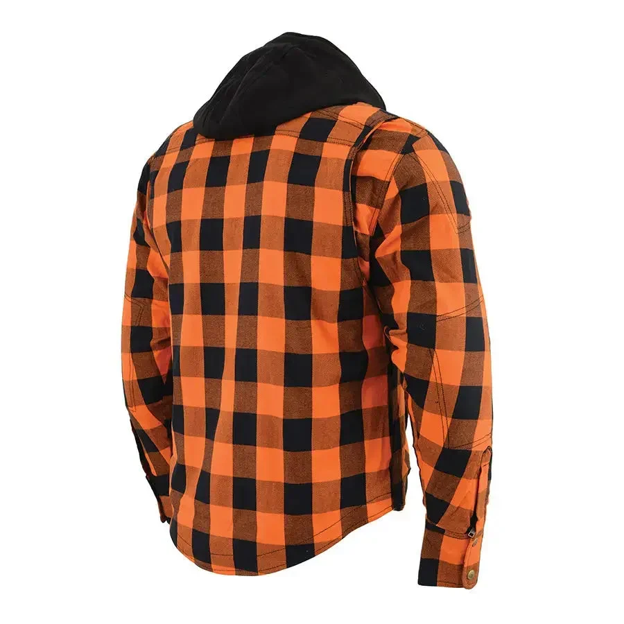 Milwaukee Leather Men's Orange & Black Armored Flannel Biker Shirt w/ Reinforced Fibers - Image 10