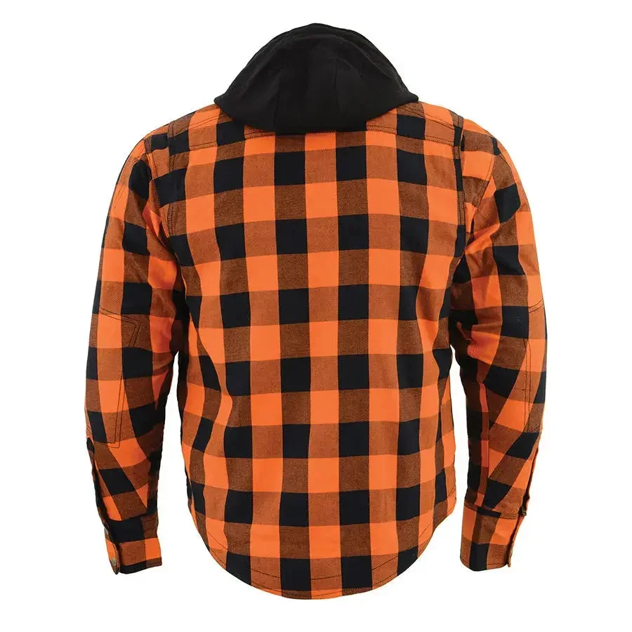 Milwaukee Leather Men's Orange & Black Armored Flannel Biker Shirt w/ Reinforced Fibers - Image 11