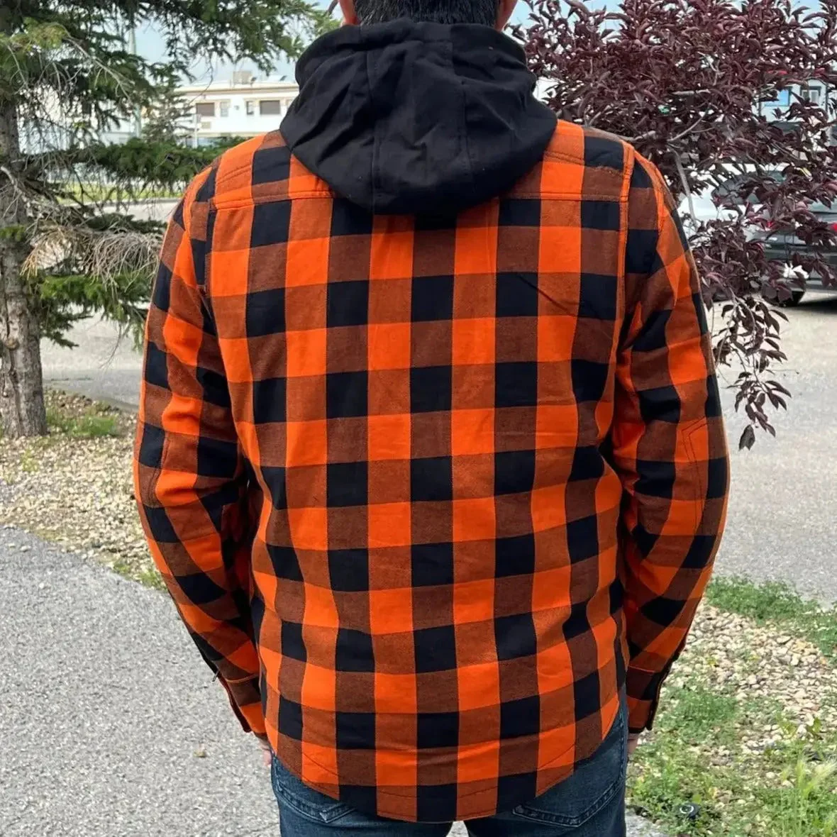 Milwaukee Leather Men's Orange & Black Armored Flannel Biker Shirt w/ Reinforced Fibers - Image 2