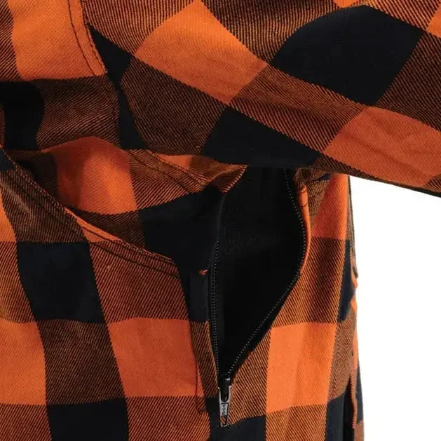 Milwaukee Leather Men's Orange & Black Armored Flannel Biker Shirt w/ Reinforced Fibers - Image 6