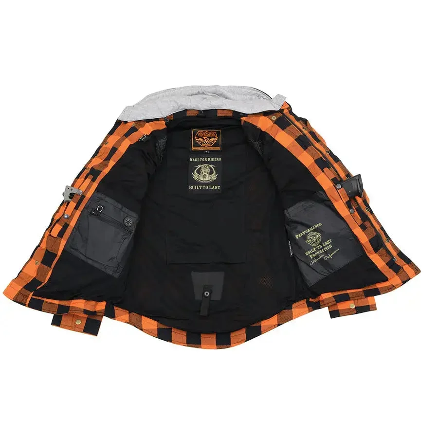 Milwaukee Leather Men's Orange & Black Armored Flannel Biker Shirt w/ Reinforced Fibers - Image 8