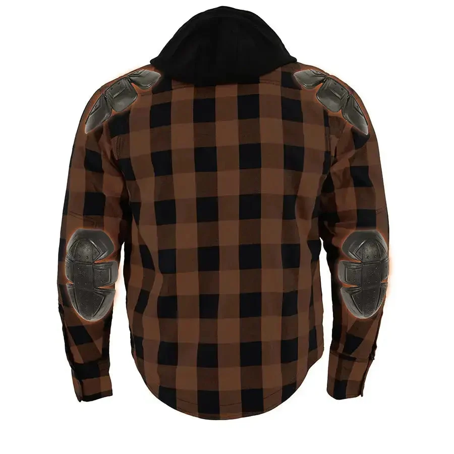 Milwaukee Leather Men's Orange & Black Armored Flannel Biker Shirt w/ Reinforced Fibers - Image 9