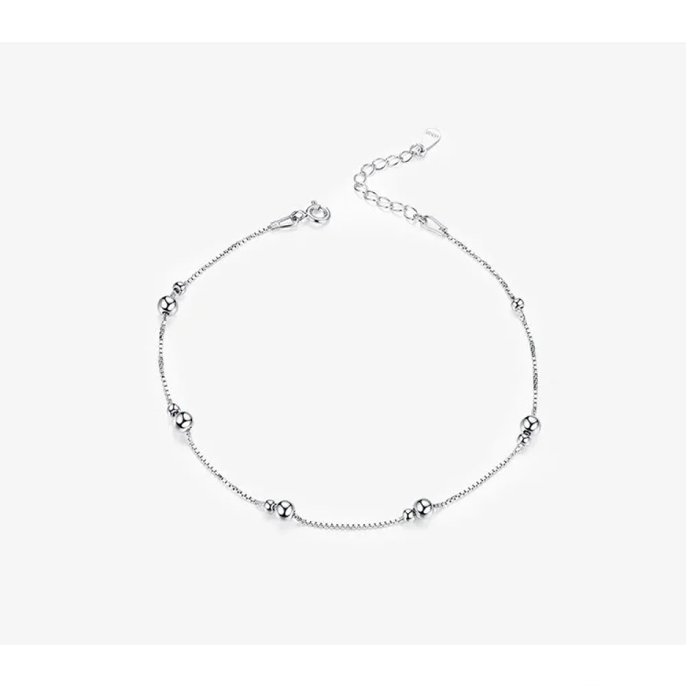The Minimalist 925 Sterling Silver Bead Anklet - Image 8