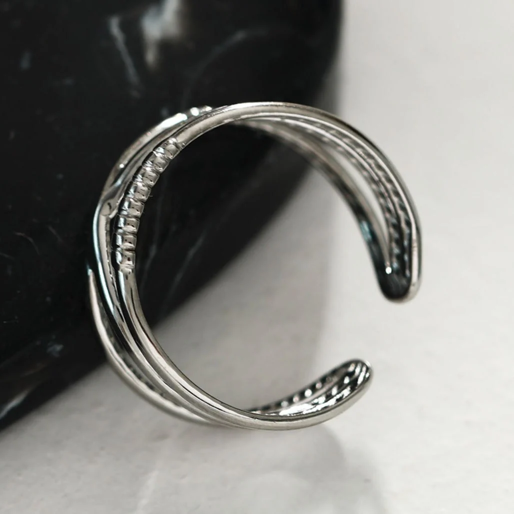 MIRANDA Cross Over Triple Band Stacked Silver Ring - Image 8