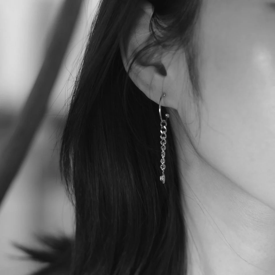 MIYA: Zirconia Link Chain Drop Earrings - Image 5