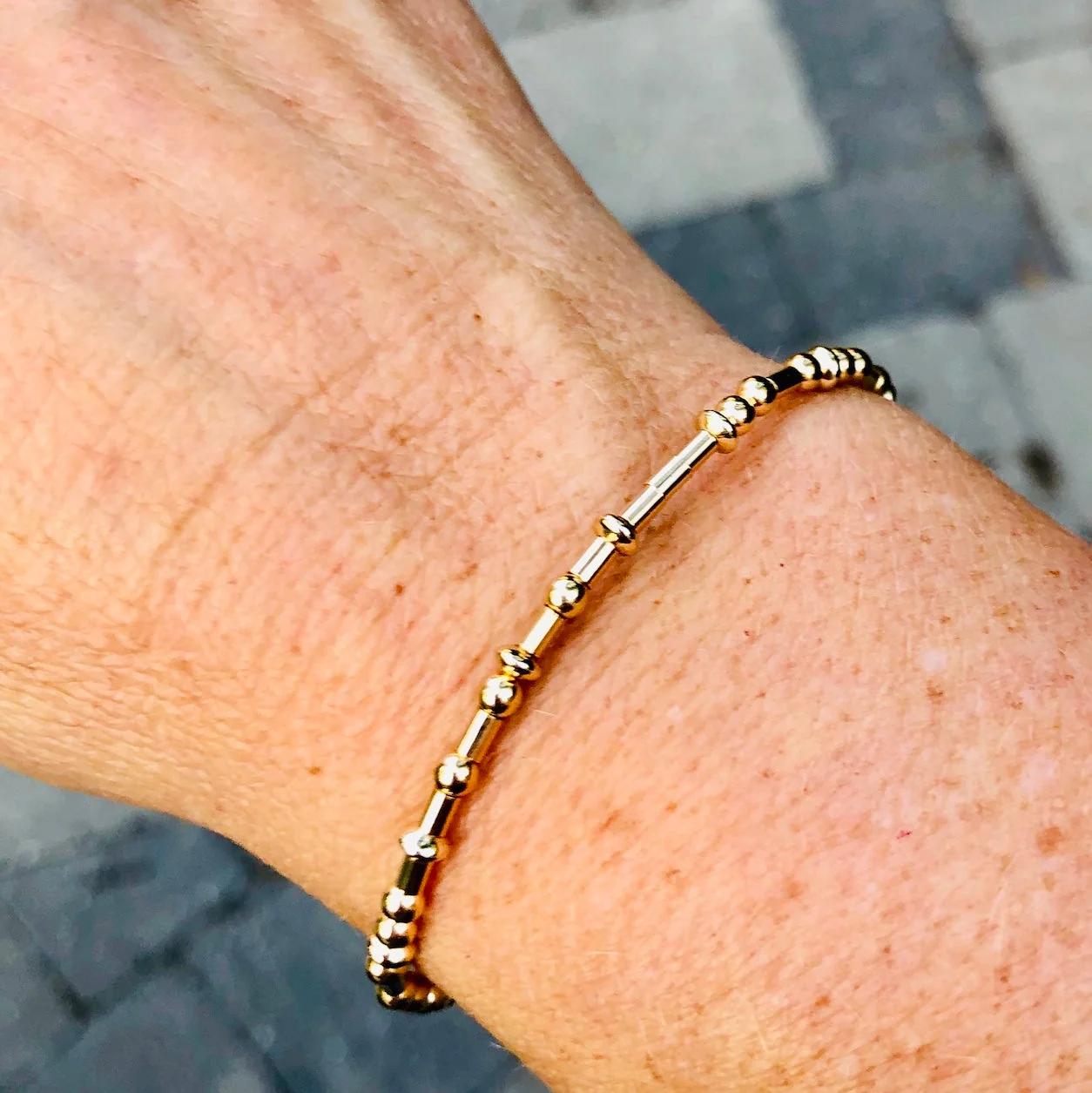 Morse Code Gold Bead Bracelet - Image 4