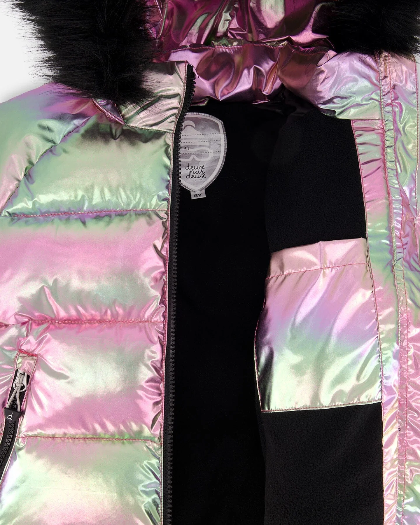 Multicolor Metallic Quilted Bomber-Style Winter Coat - Image 5