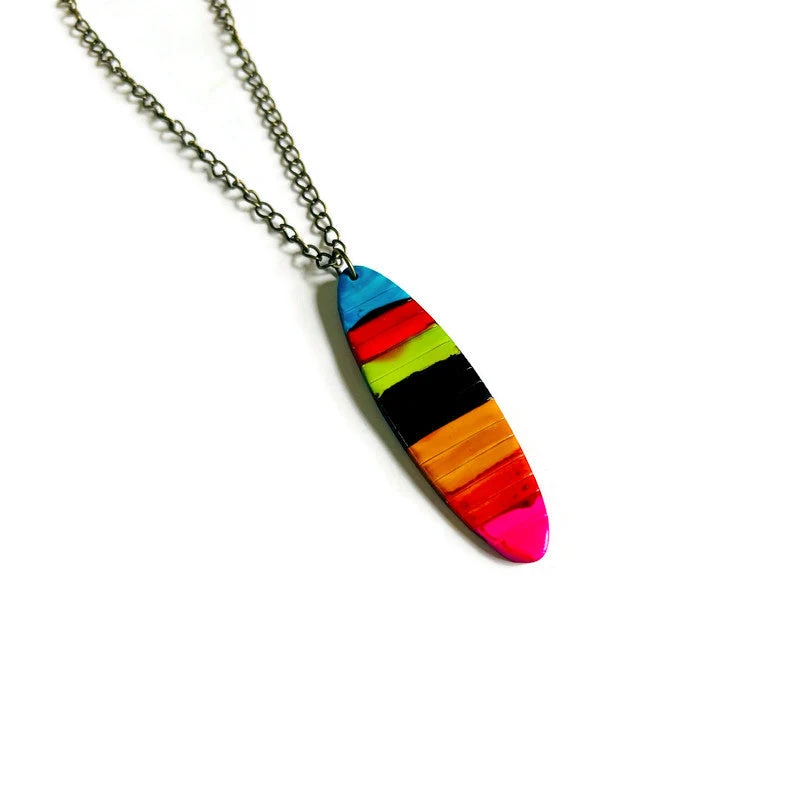 Multicolor Striped Pendant Necklace Handmade - Image 4