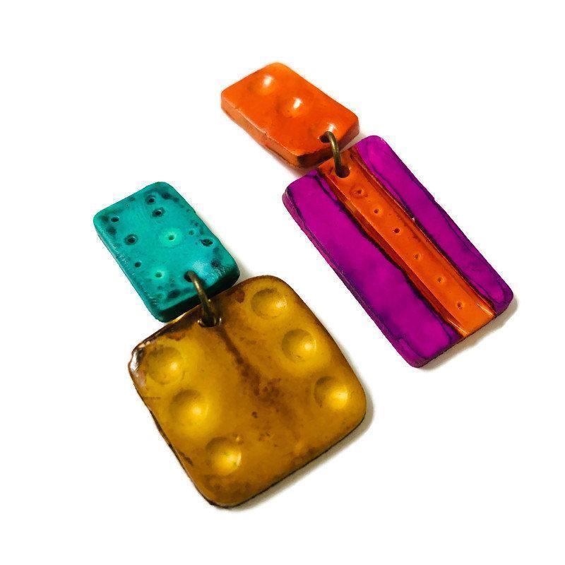 Multicolored Statement Pendant Necklace, Handmade Polymer Clay - Image 8