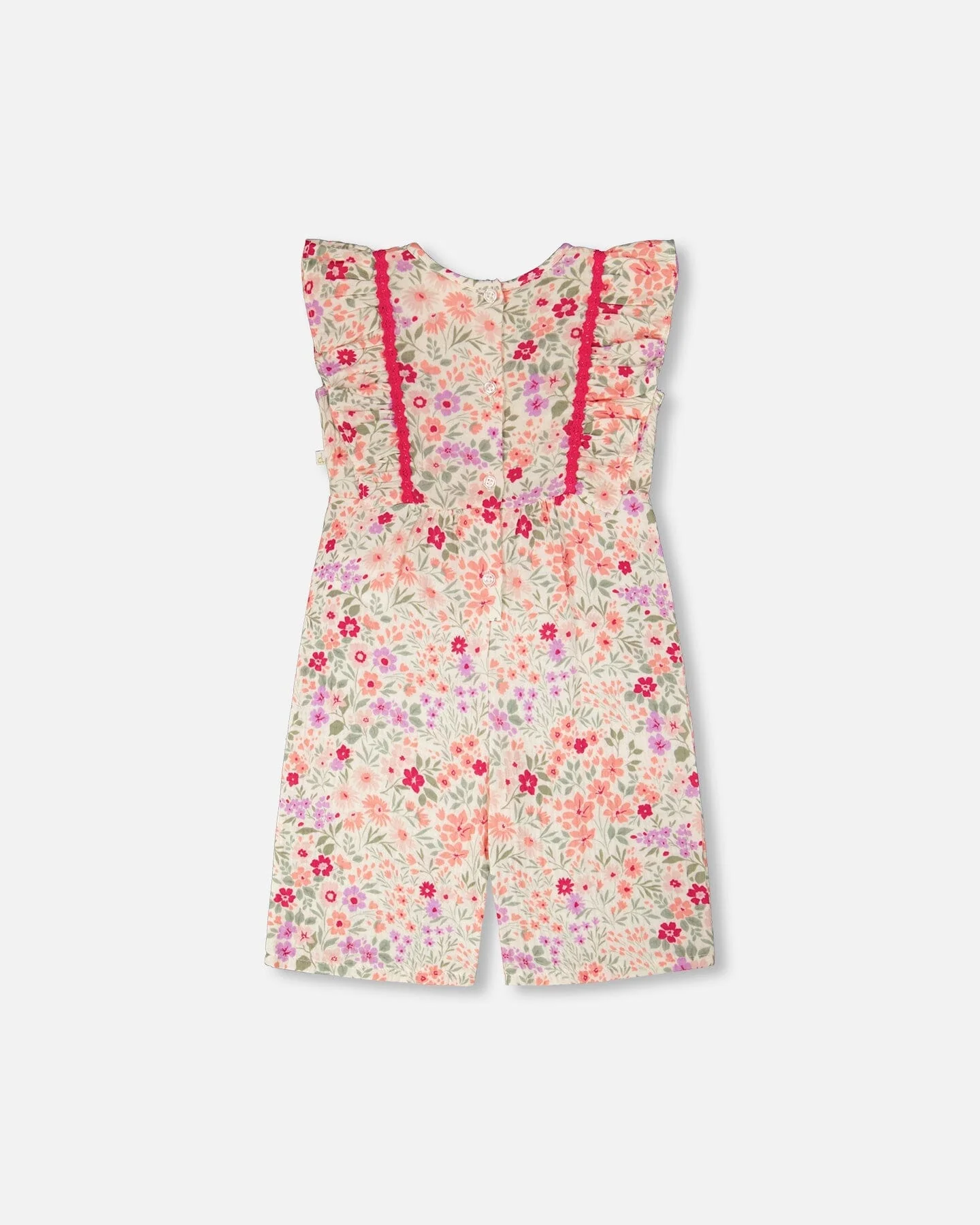Muslin Jumpsuit Off White Printed Flowers - Image 3
