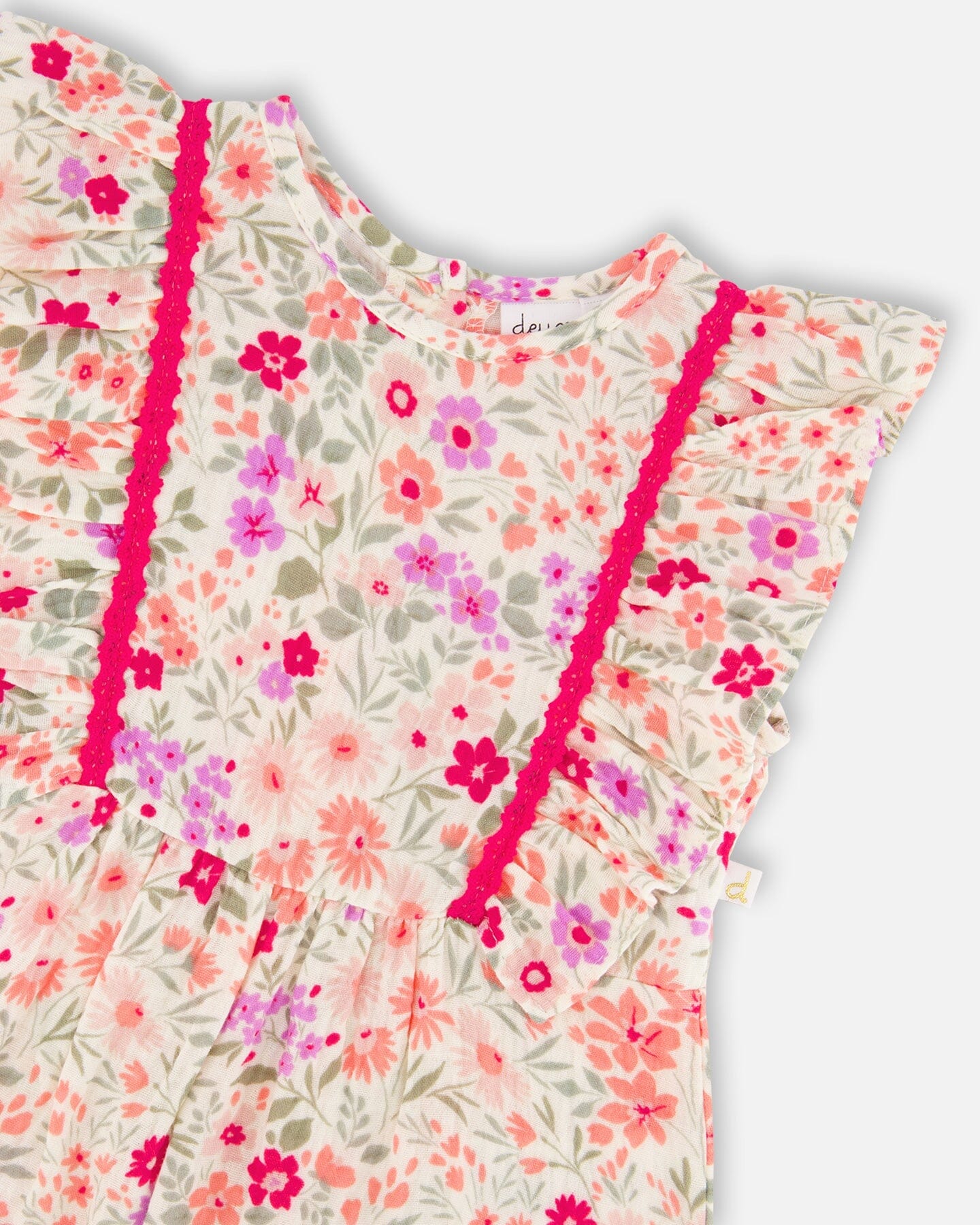 Muslin Jumpsuit Off White Printed Flowers - Image 4