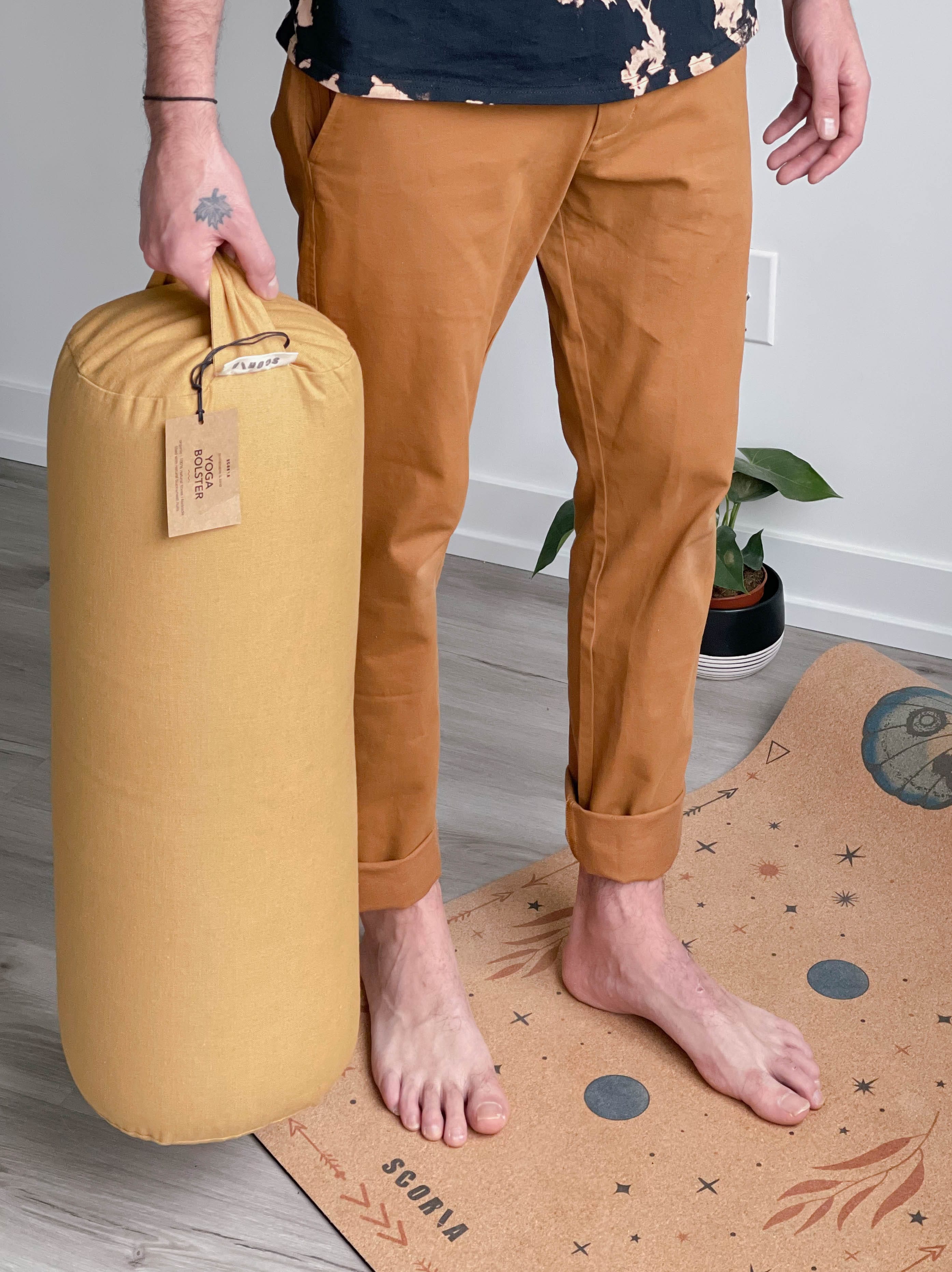 Round Yoga Bolster | Natural & Organic | Amber Gold - Image 4