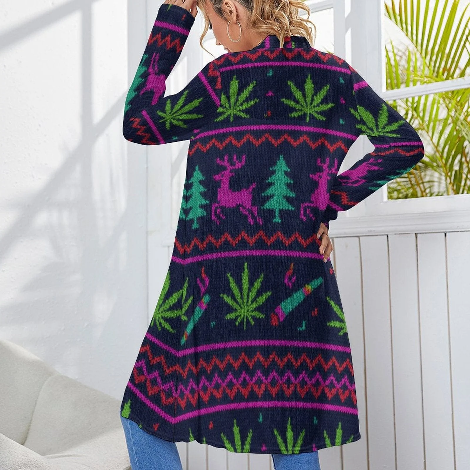 Neon Xmas Mid-Length Cardigan - Image 2